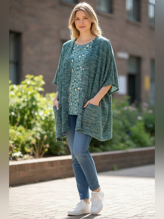 LOGO by Lori Goldstein Tops - LOGO Lori Goldstein Layered Tunic Set Boho Lagenlook Asymmetrical Teal-  S/M